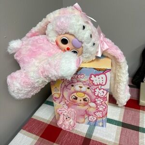 Baby Three 400% Hugging Baby Backpack - Pink and White Bunny